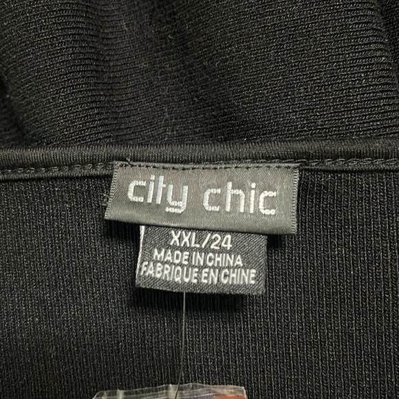 City Chic Midi Dress Sz 2X knit Long Sheer Lace Sleeves A-line Fit&Flare Fall - Picture 6 of 10